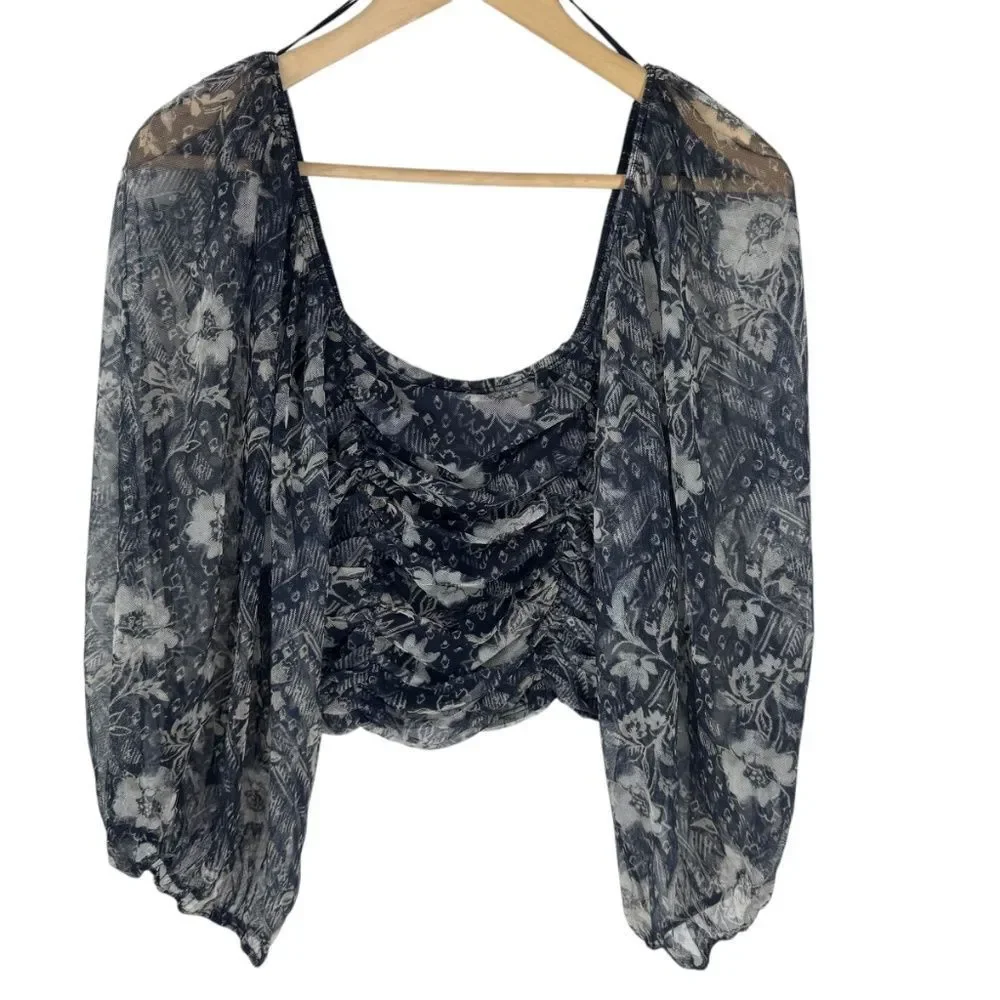 Free People Lilia Women's Top‎ Smocked Cropped Sz L